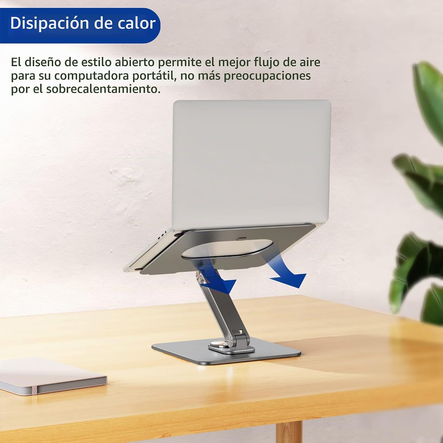 Soporte Plegable para Laptop 11 a 17 Pulg / Base Giratoria 360° / Altura Regulable
