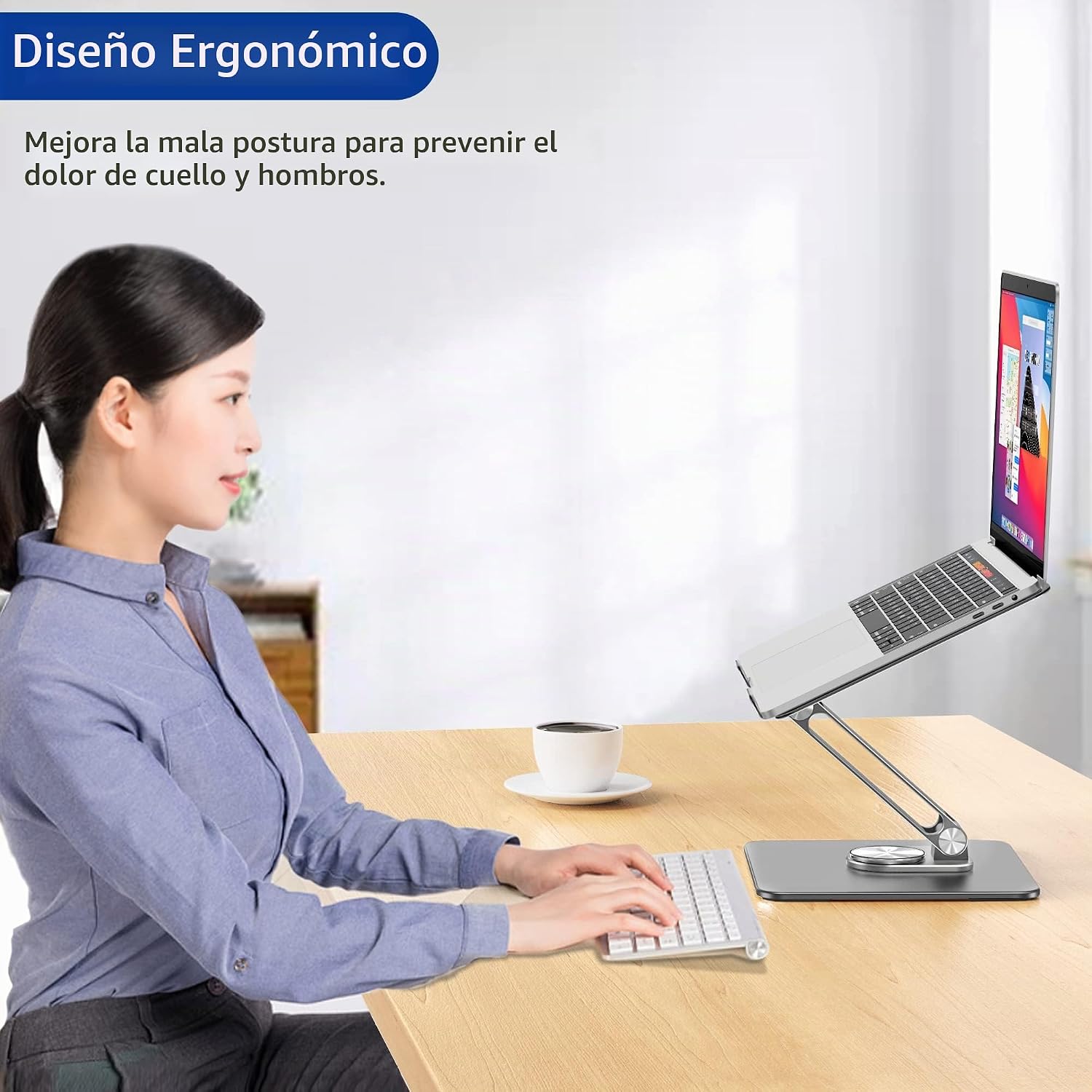 Soporte Plegable para Laptop 11 a 17 Pulg / Base Giratoria 360° / Altura Regulable