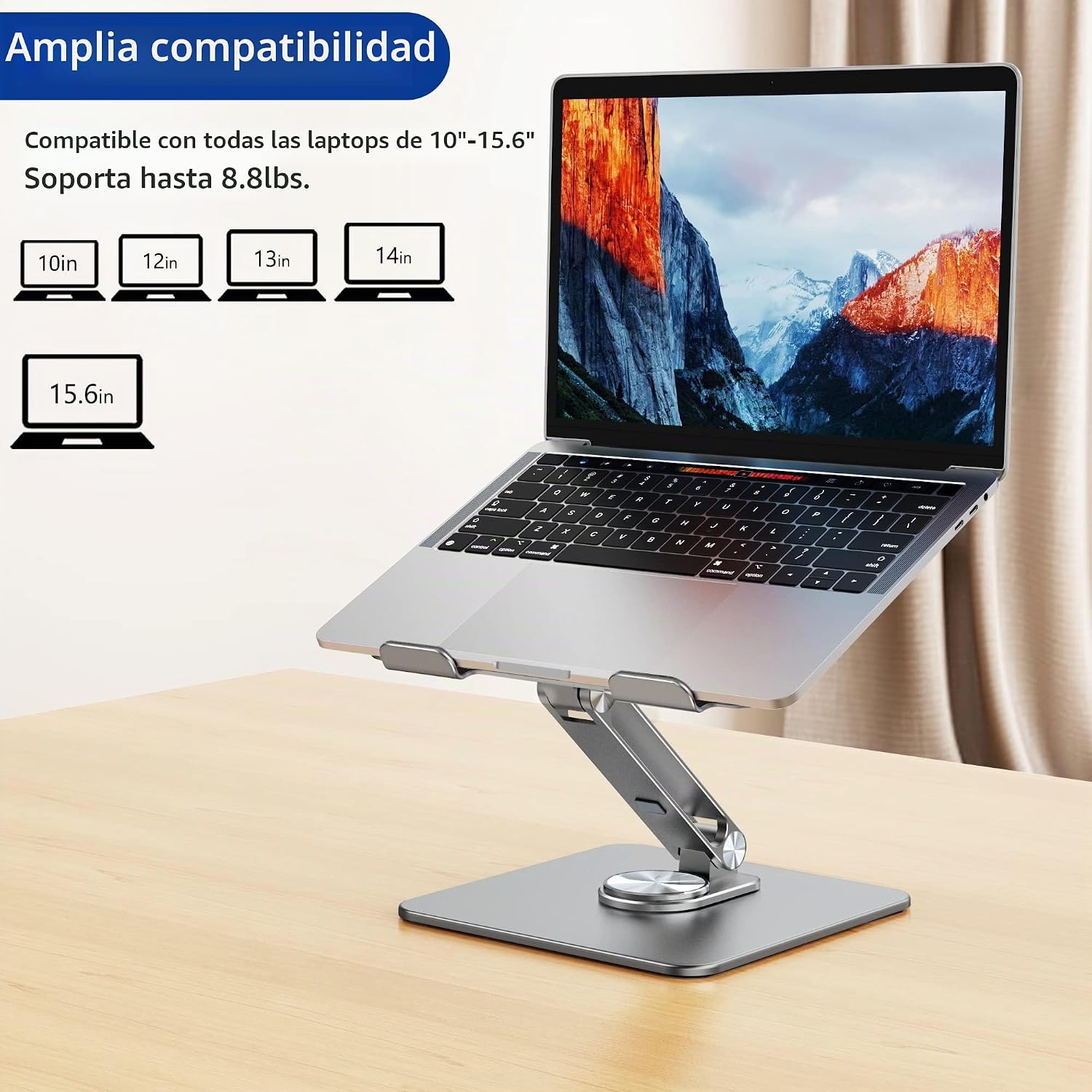 Soporte Plegable para Laptop 11 a 17 Pulg / Base Giratoria 360° / Altura Regulable