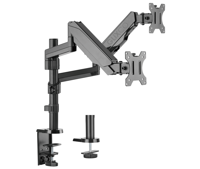 Rack Soporte Doble Brazo con Gas Spring de Escritorio de para 2 Monitores 17 a 32 Pulg