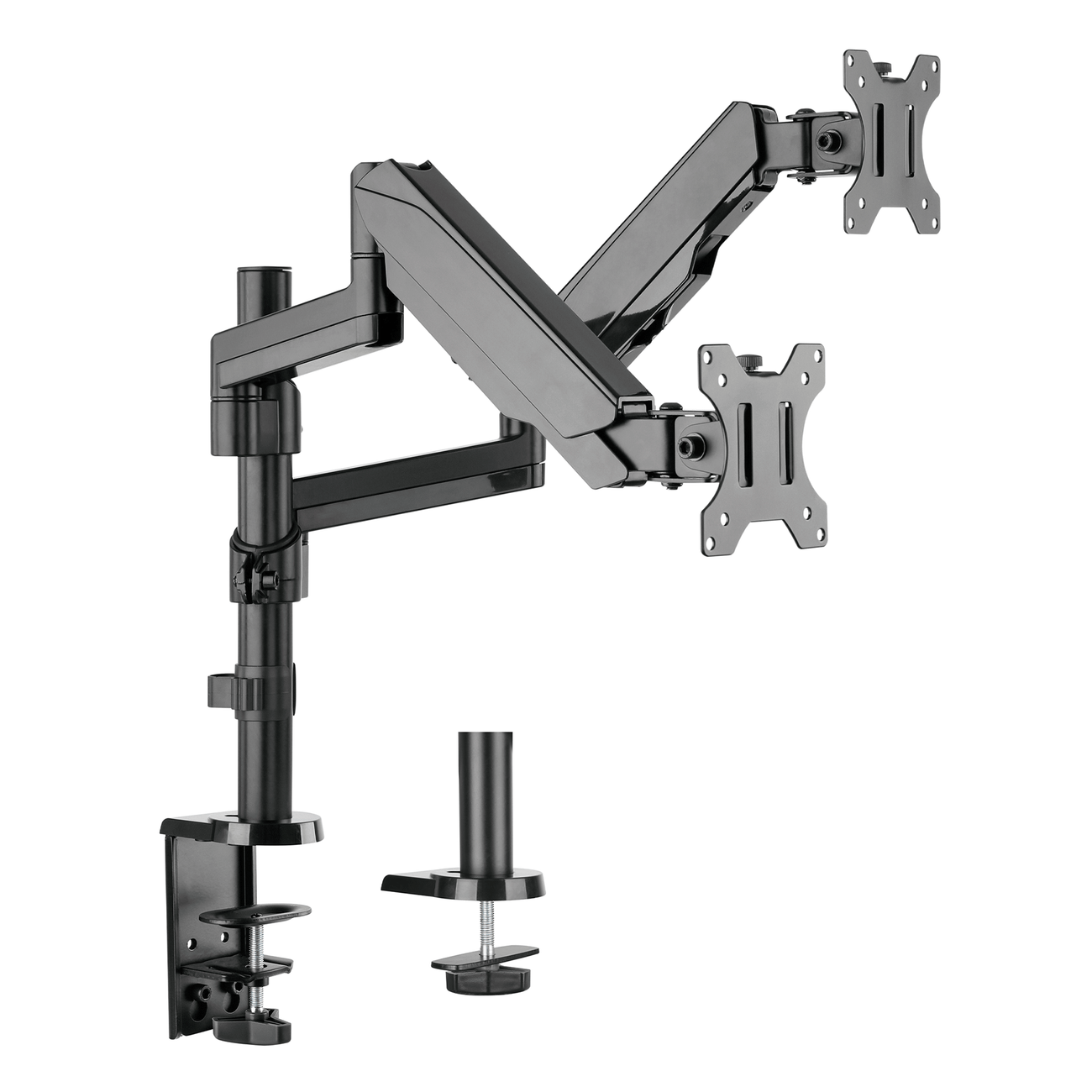 Rack Soporte Doble Brazo con Gas Spring de Escritorio para 2 Monitores 17 a 32 Pulg