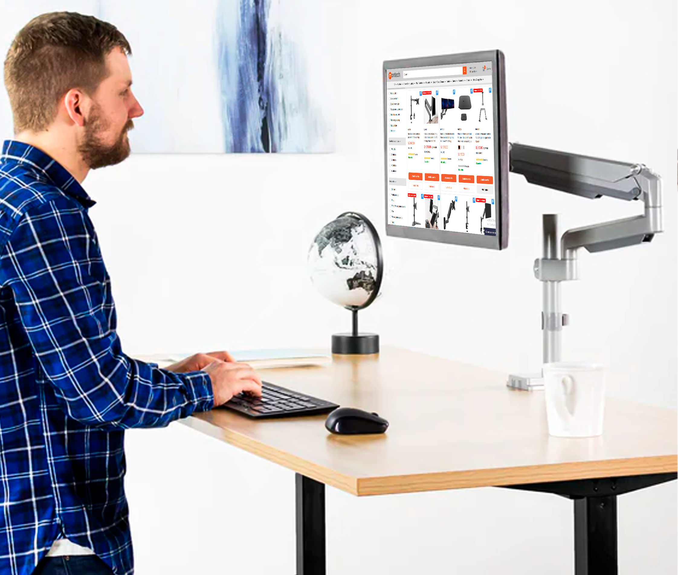 Rack Soporte con Gas Spring de Escritorio para Monitor 17 a 32 Pulg