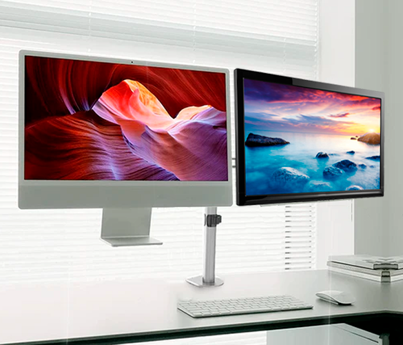 Rack Soporte Doble Brazo de Escritorio para Monitor Apple iMac 24