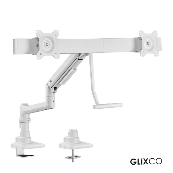 Rack Soporte Doble Brazo de Escritorio con Gas Spring para 2 Monitores 17 a 32 Pulg