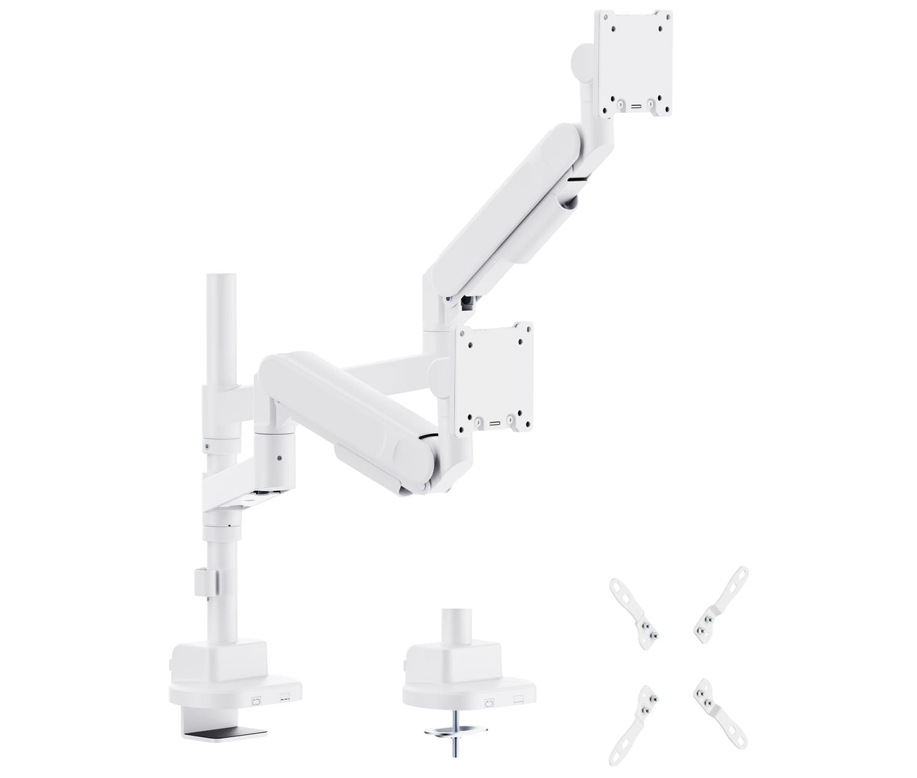 Rack Soporte Doble Brazo con Gas Spring de Escritorio de para 2 Monitores 24 a 57 Pulg