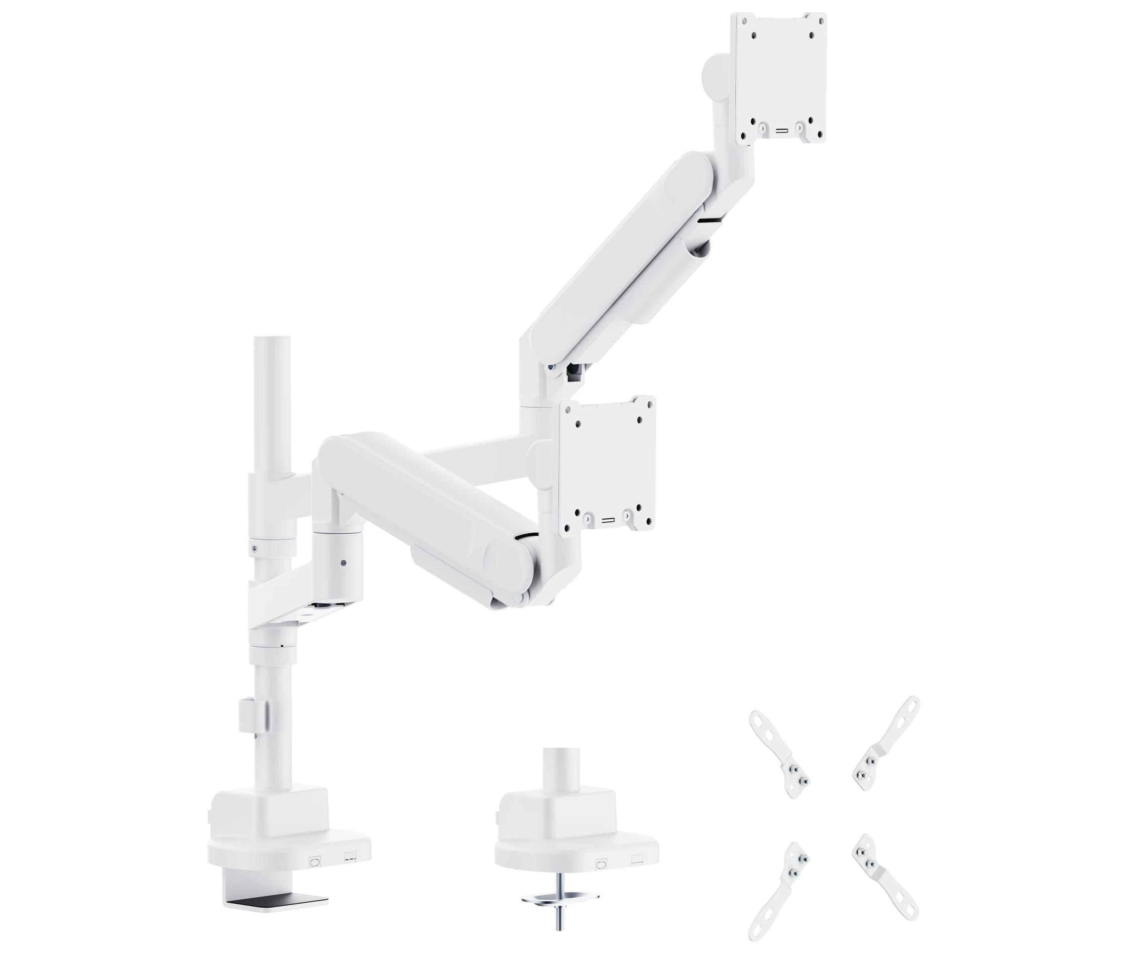 Rack Soporte Doble Brazo con Gas Spring de Escritorio de para 2 Monitores 24 a 57 Pulg