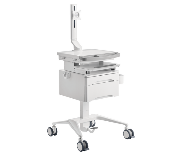 Carro Médico con Elevador de Gas, Soporte para Monitor 17 a 32 Pulg  y Cajón