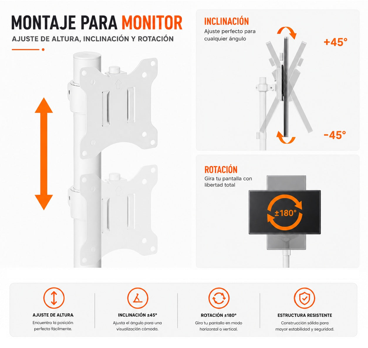 Carro médico con soporte para monitor