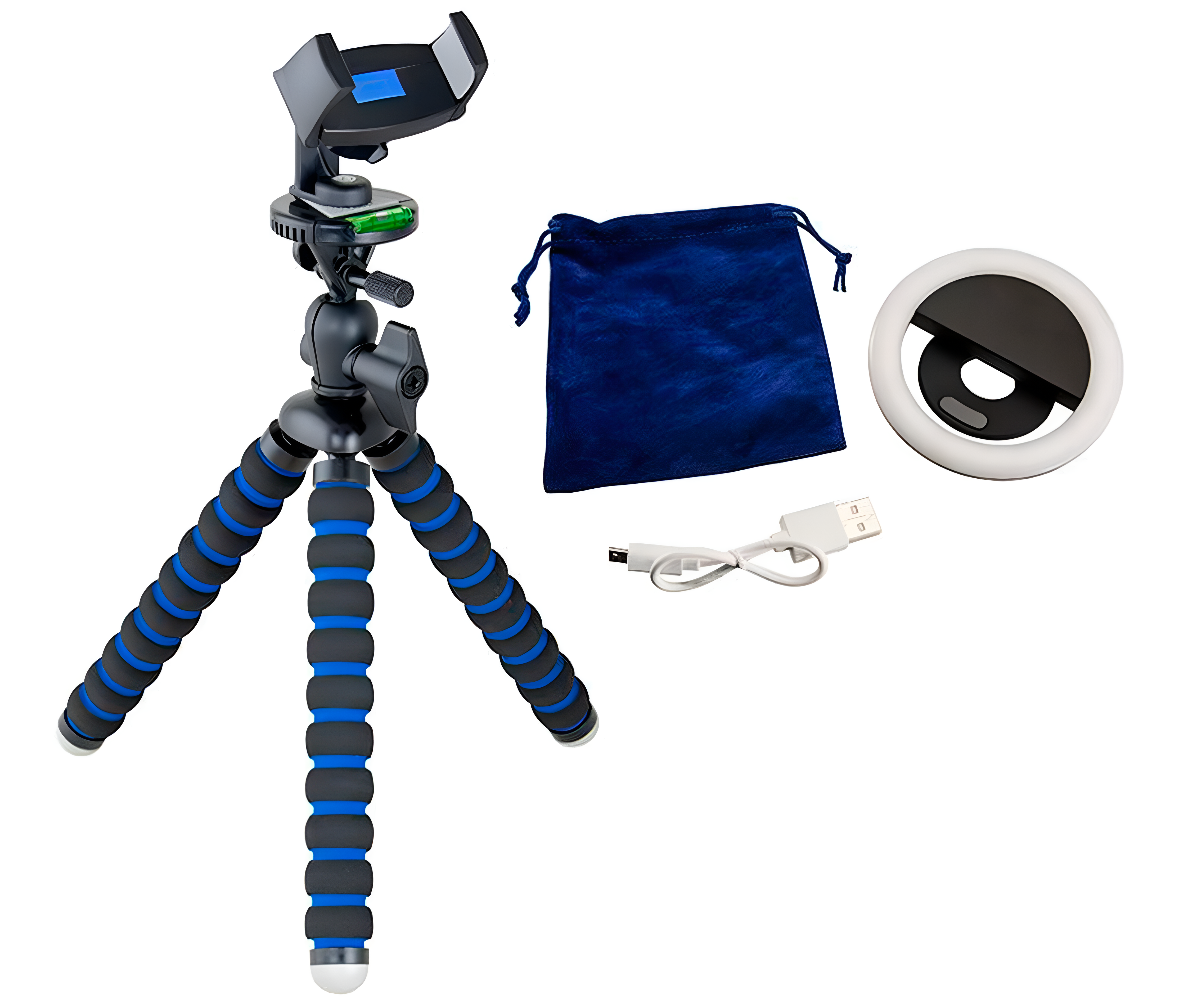 Soporte Mini Trípode flexible para Celular / Incluye Anillo de luz LED - Selfie / Transmisiones en vivo
