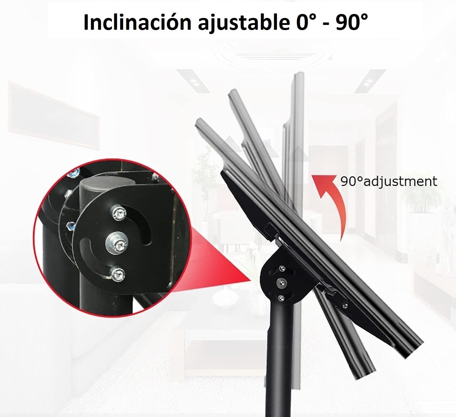 Pedestal con Inclinación 90° TV 32 a 75 Pulg / VESA  Max 600x400mm / Carga 75Kg