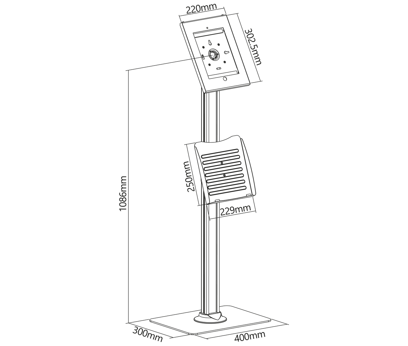 Pedestal Soporte Antirrobo para Tablet iPad PRO 12.9 Pulg