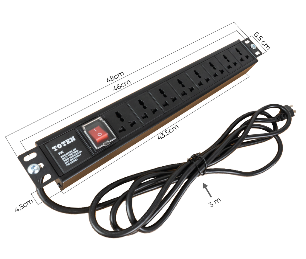 PDU Power Rack tomacorriente 8 tomas / UL PLUG 220-250V ,15 A / Cable