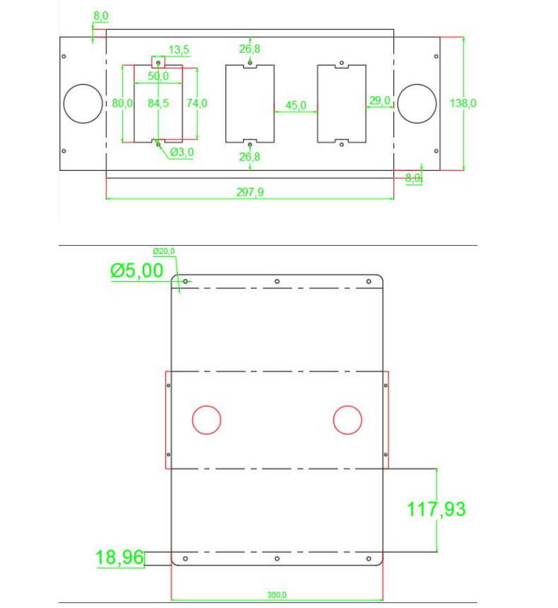Caja de Conexion Metalico sin Tapa para 2 o 3  Modulos
