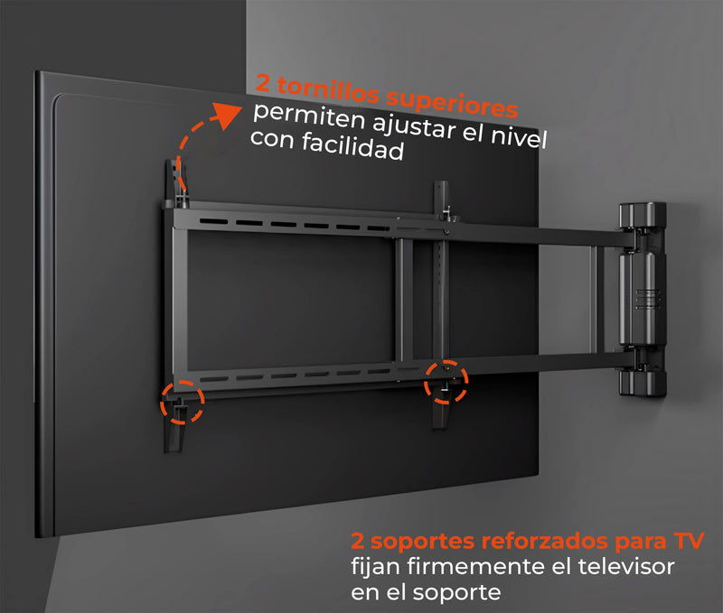 Rack Giratorio Tv 32 a 75 Pulg - Brazo Extra Largo 122 cm - VESA Max 600x400mm - Giro 170°