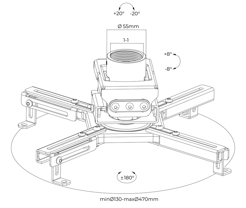 Rack Soporte Para Proyector - Compatible con Tubo de 5.5cm de diámetro