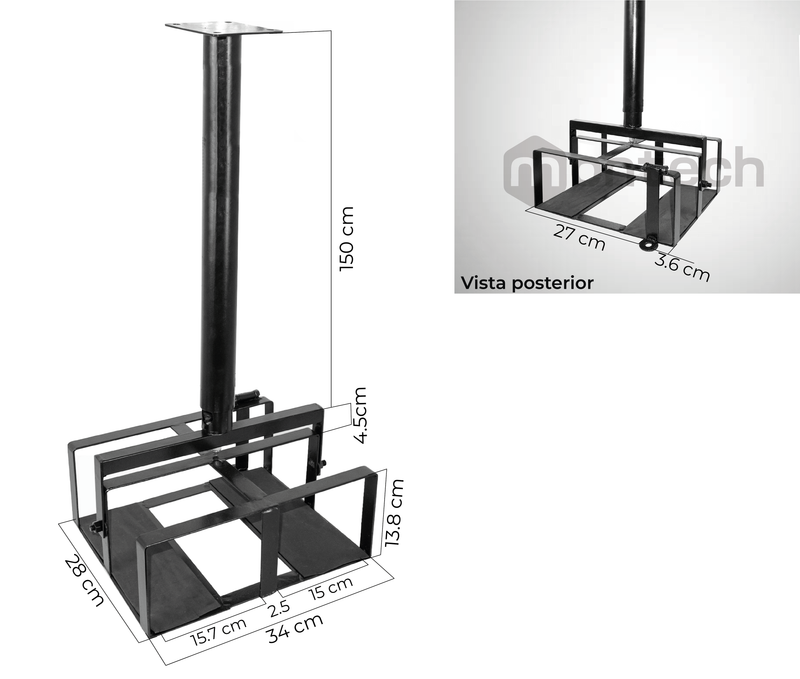 Soporte Techo para Proyector Tipo Jaula Antirrobo 34x28x13.8cm / Altura Tubo 38~60 cm