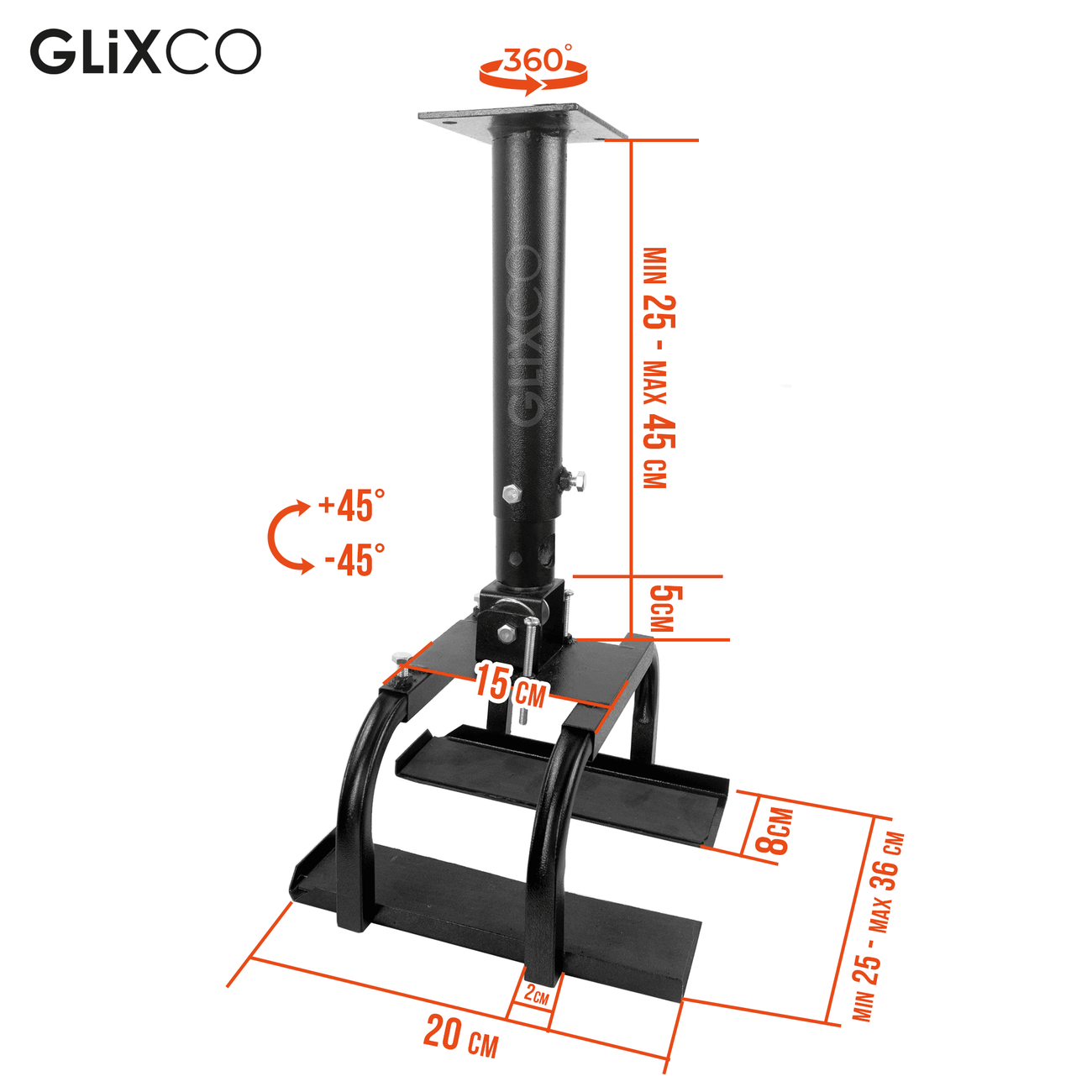 Soporte Techo para Proyector Tipo canastilla  Regulable / Altura Tubo 25.5 a 45 cm