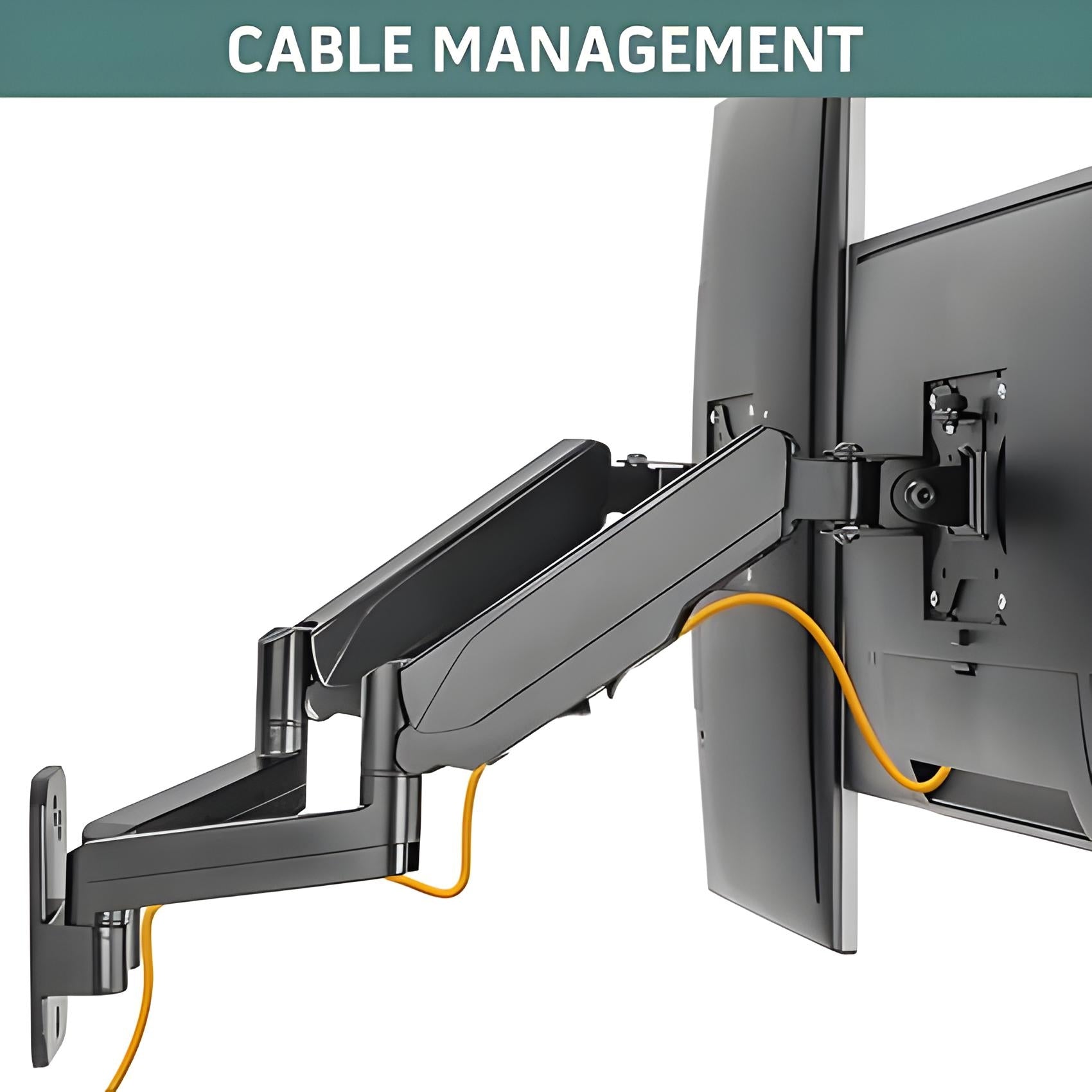 Rack Soporte Doble Brazo de Pared con Gas Spring para 2 Monitores 17 a 32 Pulg