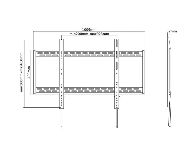 Rack Fijo para TV 60 a 100 Pulg / VESA Max 900x600mm / Carga 100 kg