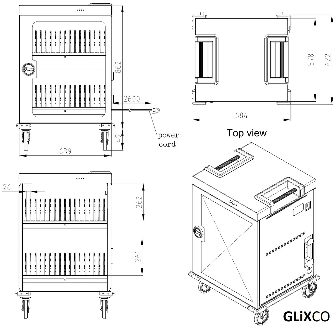 Estacion Gabinete de Carga Movil para Portatiles Tablet  Laptops 15.6 Pulg / 32 Puertos