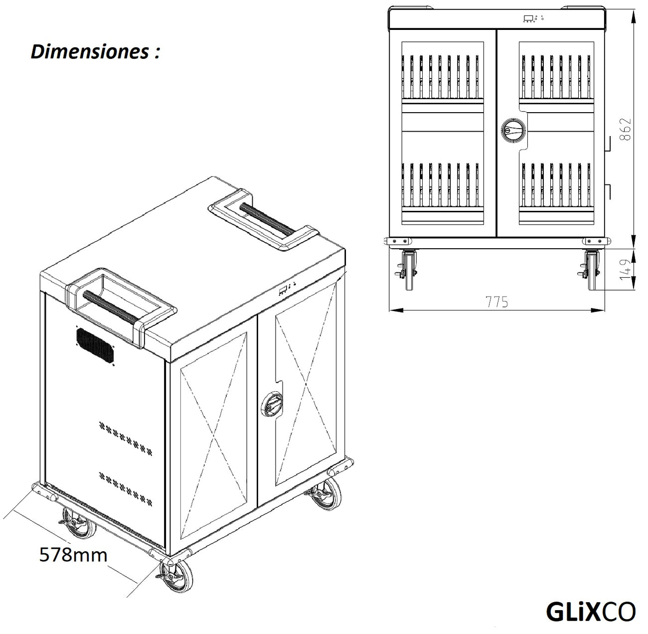 Estacion Gabinete de Carga Movil para Portatiles Tablet  Laptops 15.6 Pulg / 40 Puertos