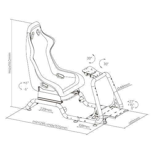 Butaca simulador PLAYSEAT Cabina para vídeo juegos de carreras para TV 32 a 50 Pulg o Monitor Gaming 49 Pulg - Vesa max 400x200mm