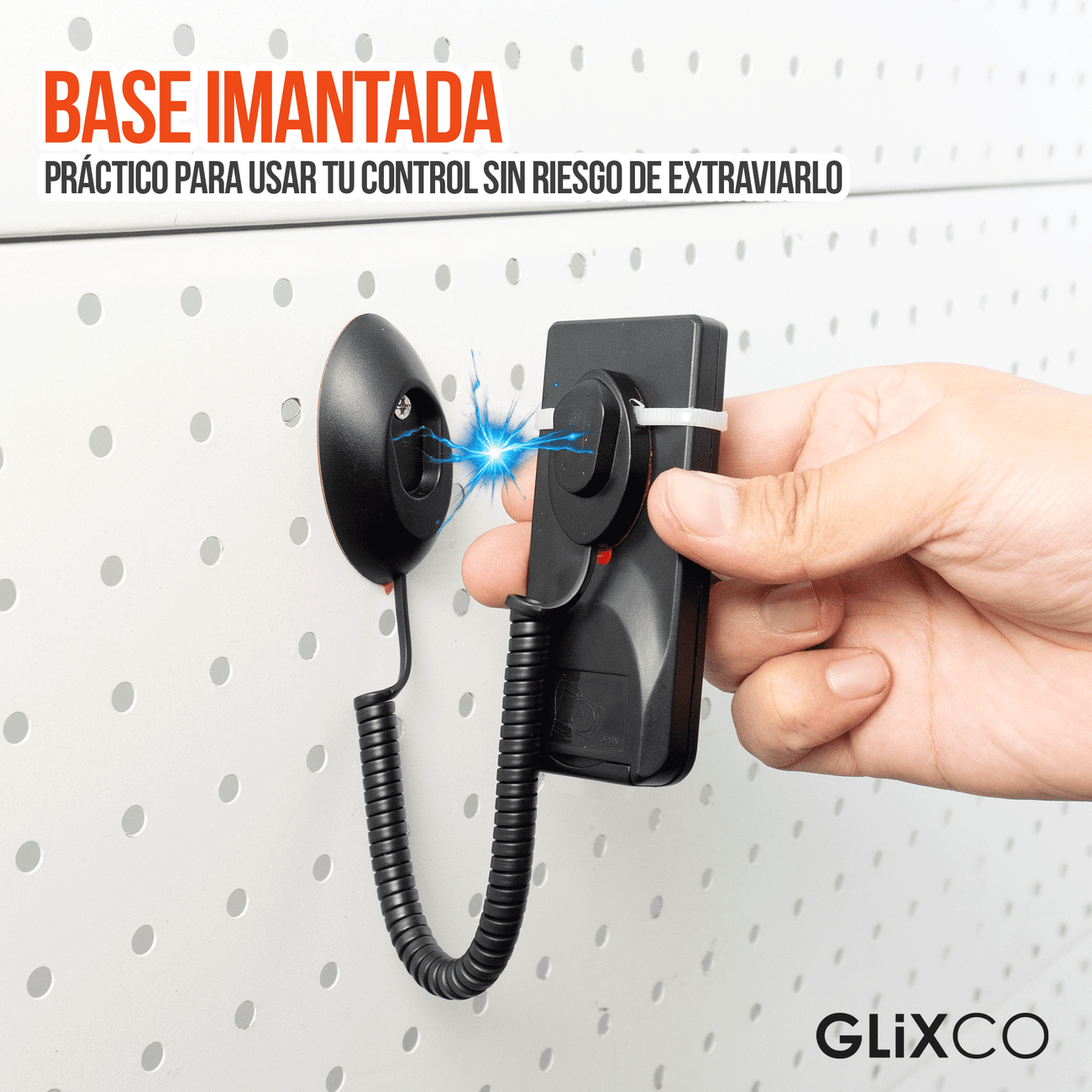 Cable Retráctil Imantado para Control Remoto / Soporte Magnético Antipérdida / Fijación en pared / Largo Max 80cm