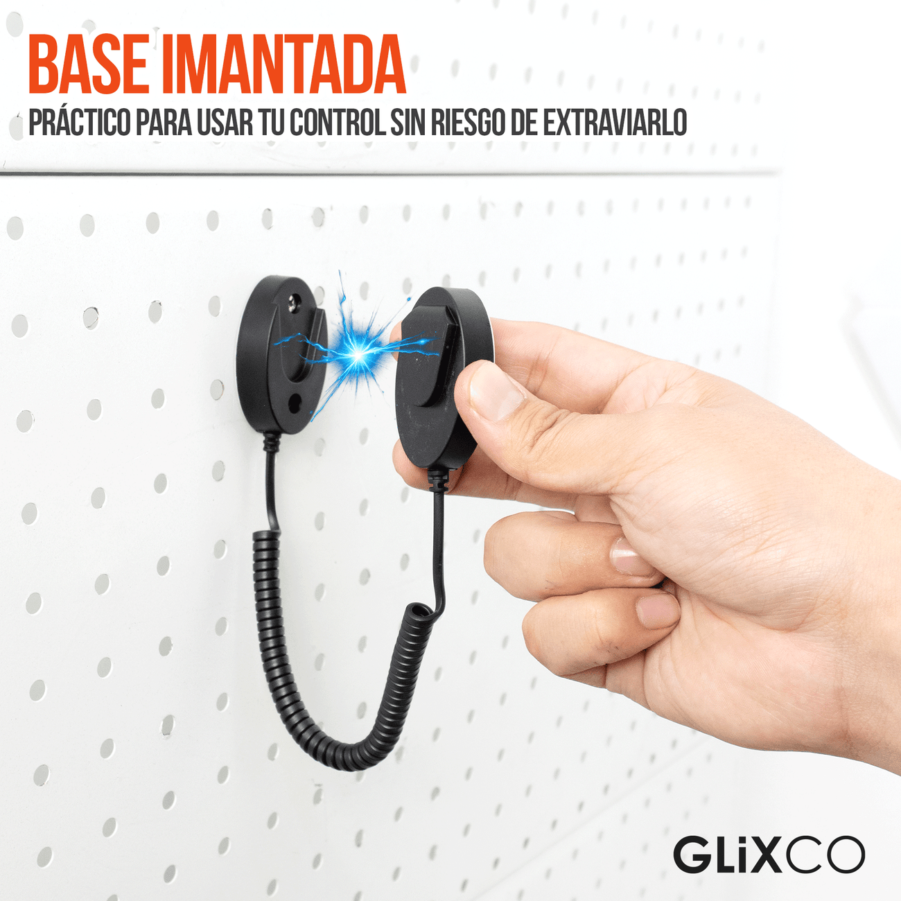 Cable Retráctil Imantado para Control Remoto / Soporte Magnético Antipérdida / Fijación en pared / Largo Max 70cm