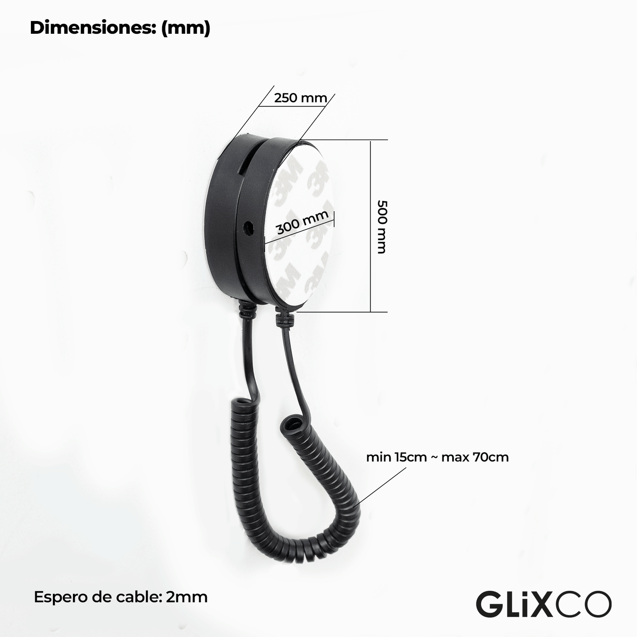 Cable Retráctil Imantado para Control Remoto / Soporte Magnético Antipérdida / Fijación en pared / Largo Max 70cm