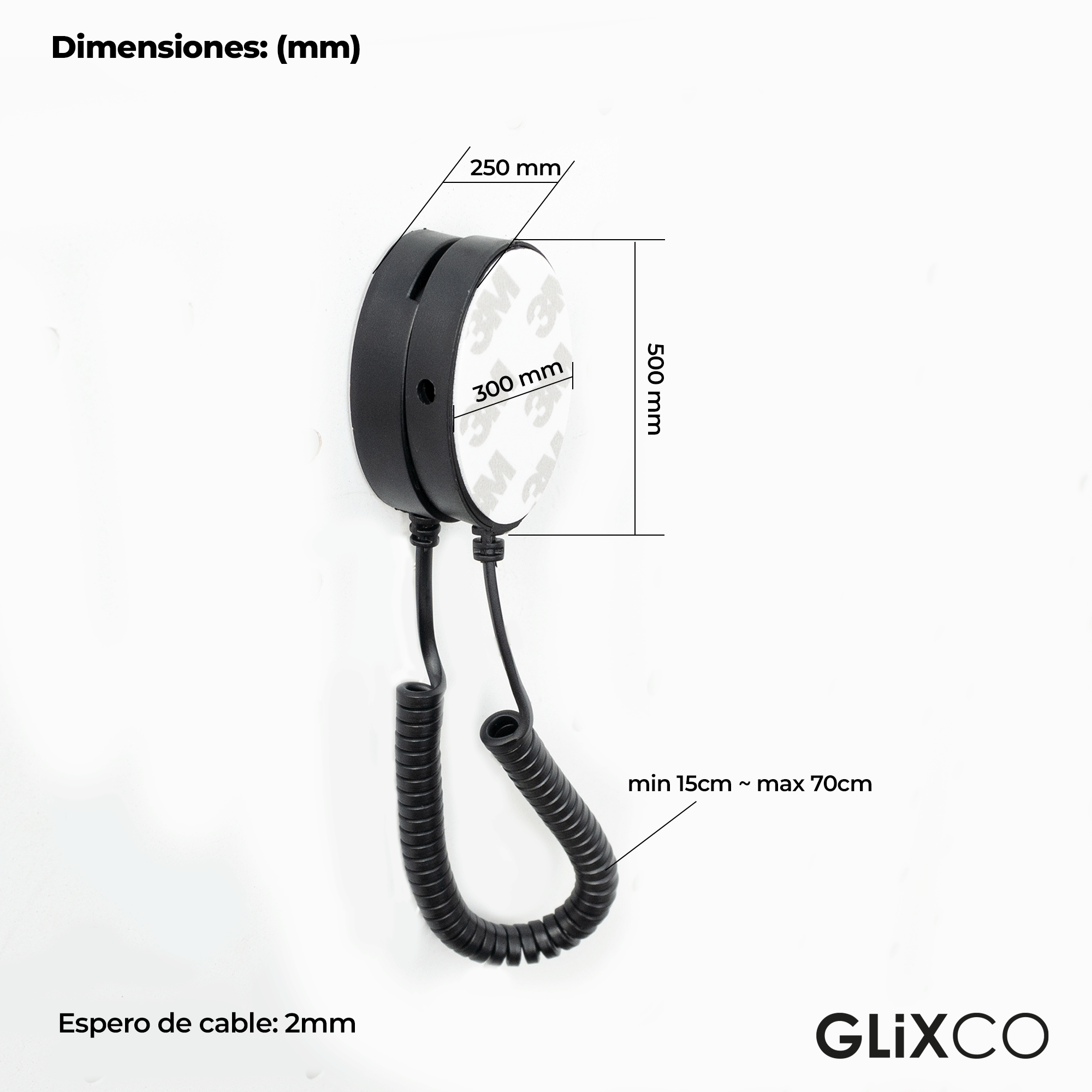 Cable Retráctil Imantado para Control Remoto / Soporte Magnético Antipérdida / Fijación en pared / Largo Max 70cm