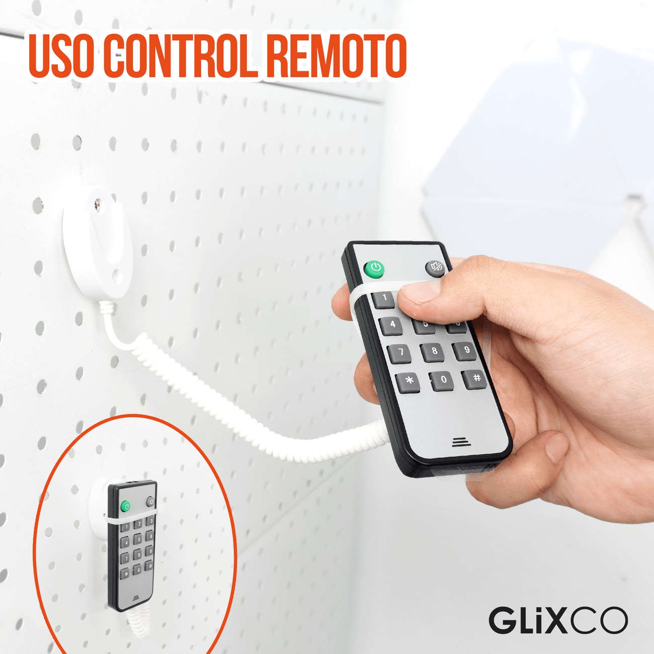 Cable Retráctil Imantado para Control Remoto / Soporte Magnético Antipérdida / Fijación en pared / Largo Max 70cm