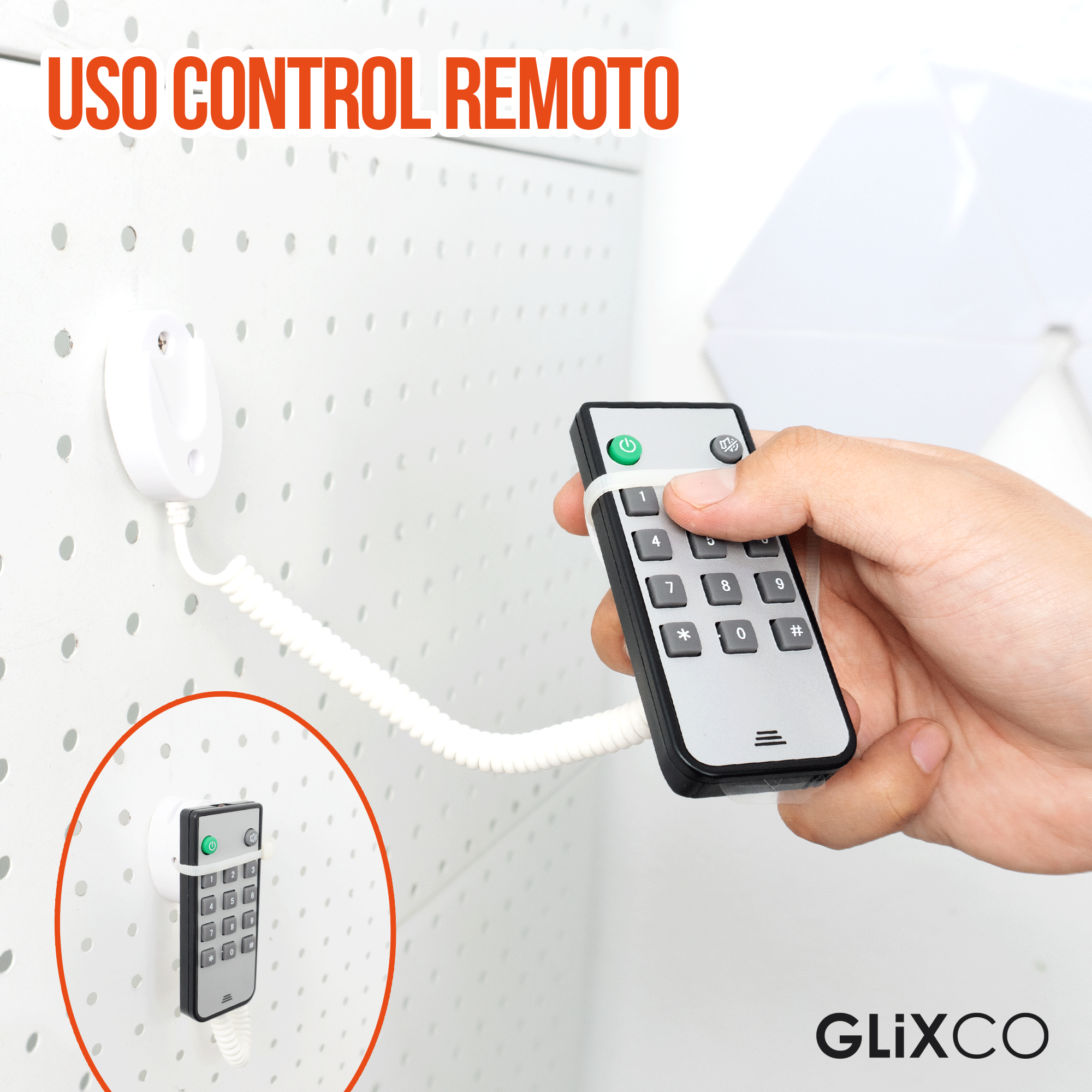 Cable Retráctil Imantado para Control Remoto / Soporte Magnético Antipérdida / Fijación en pared / Largo Max 70cm