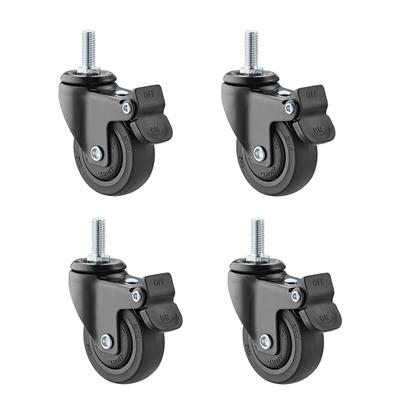 Rueda Garrucha 2" Pulg (50mm) con perno M8 y freno /  (x4)