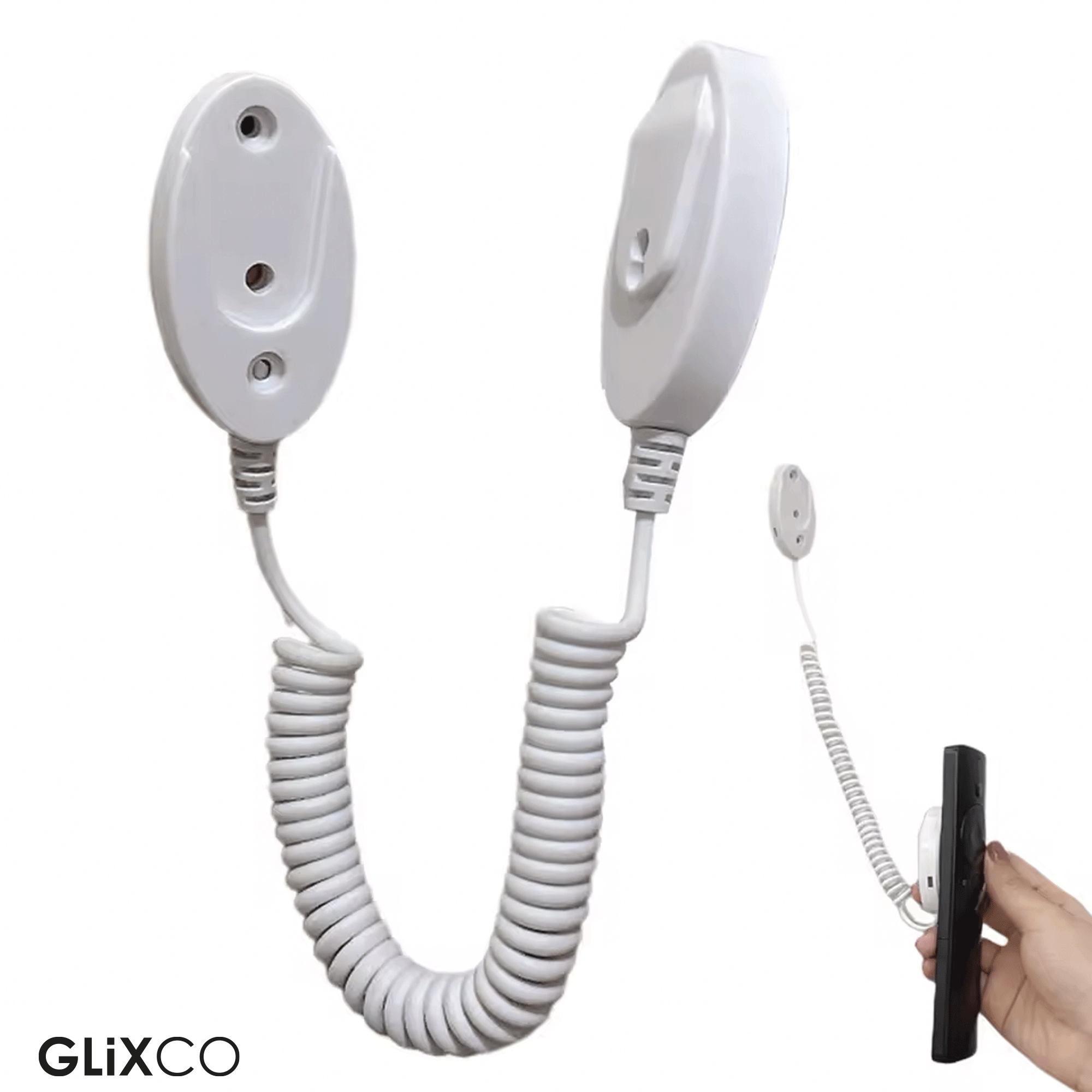 Cable Retráctil Imantado para Control Remoto / Soporte Magnético Antipérdida / Fijación en pared / Largo Max 80cm