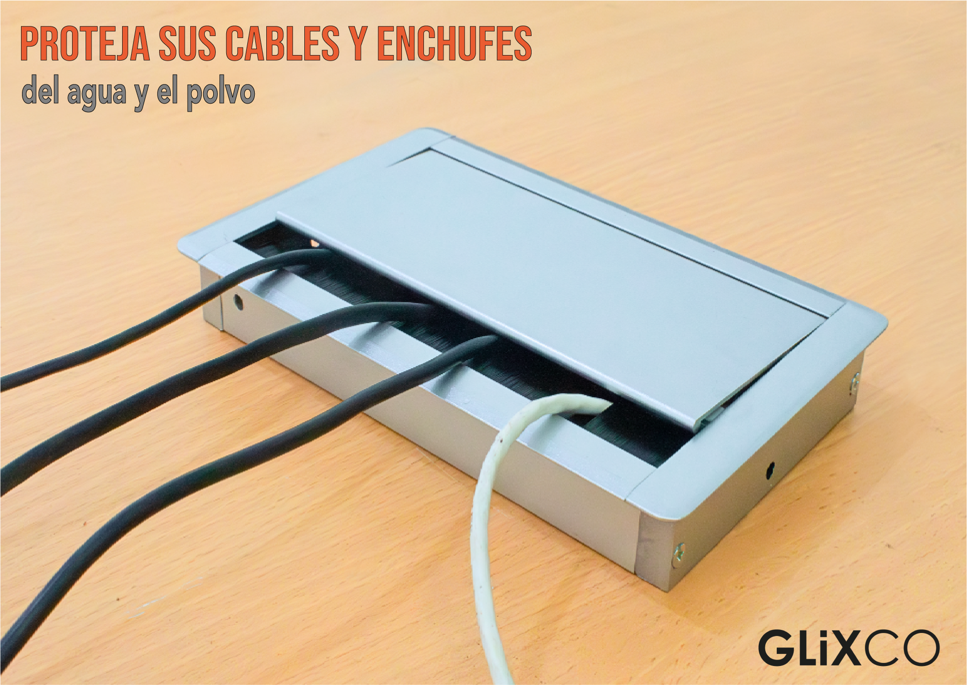 Tapa Pasacables de Aluminio con Cierre Lento (Largo 30 x  Anch 12.7 cm)