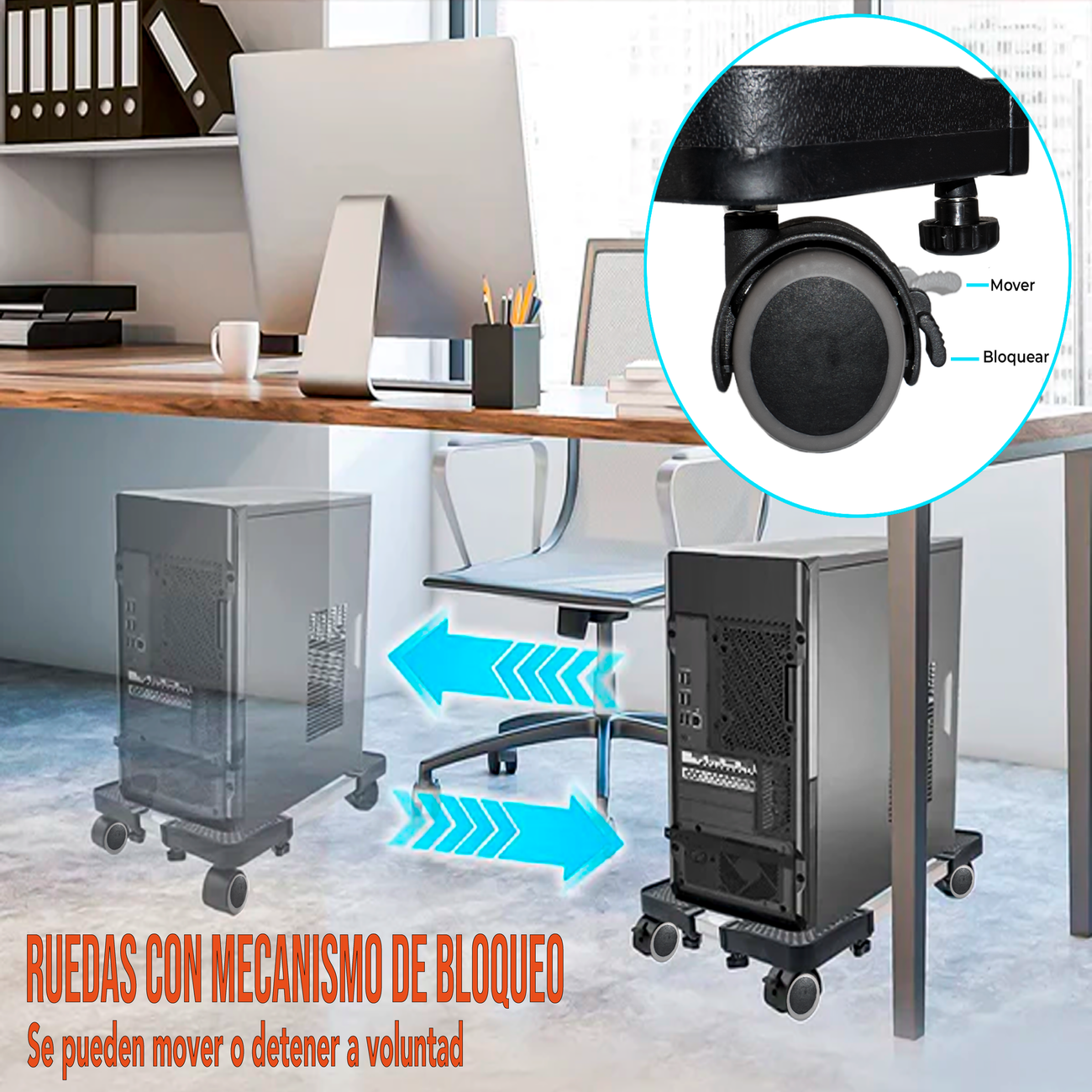Soporte Base Regulable con ruedas para CPU PC Gamer / Servidores / UPS