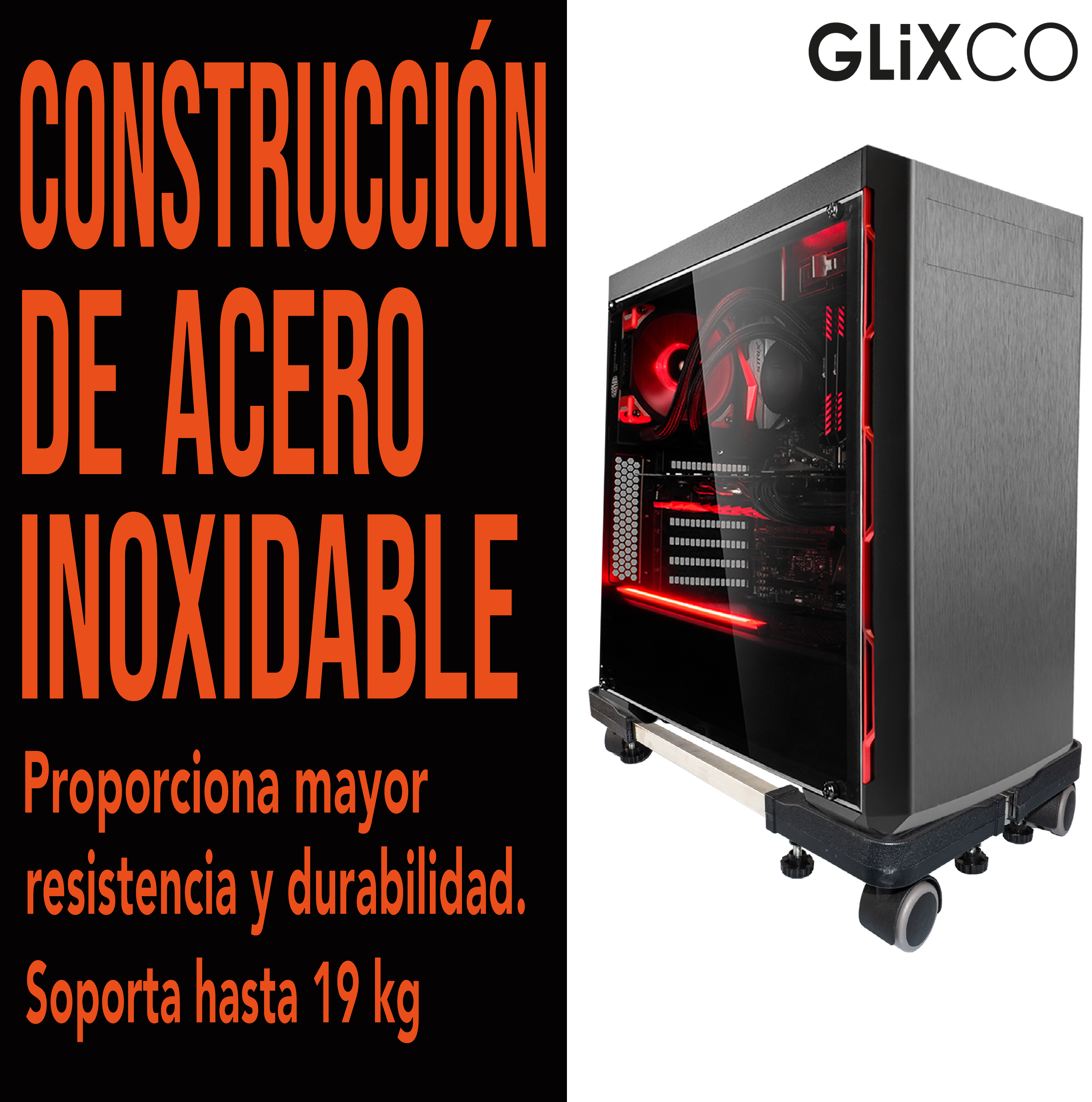 Soporte Base Regulable con ruedas para CPU PC Gamer / Servidores / UPS