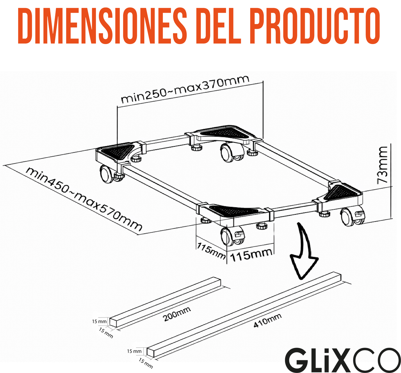 Soporte Base Regulable con ruedas de 2