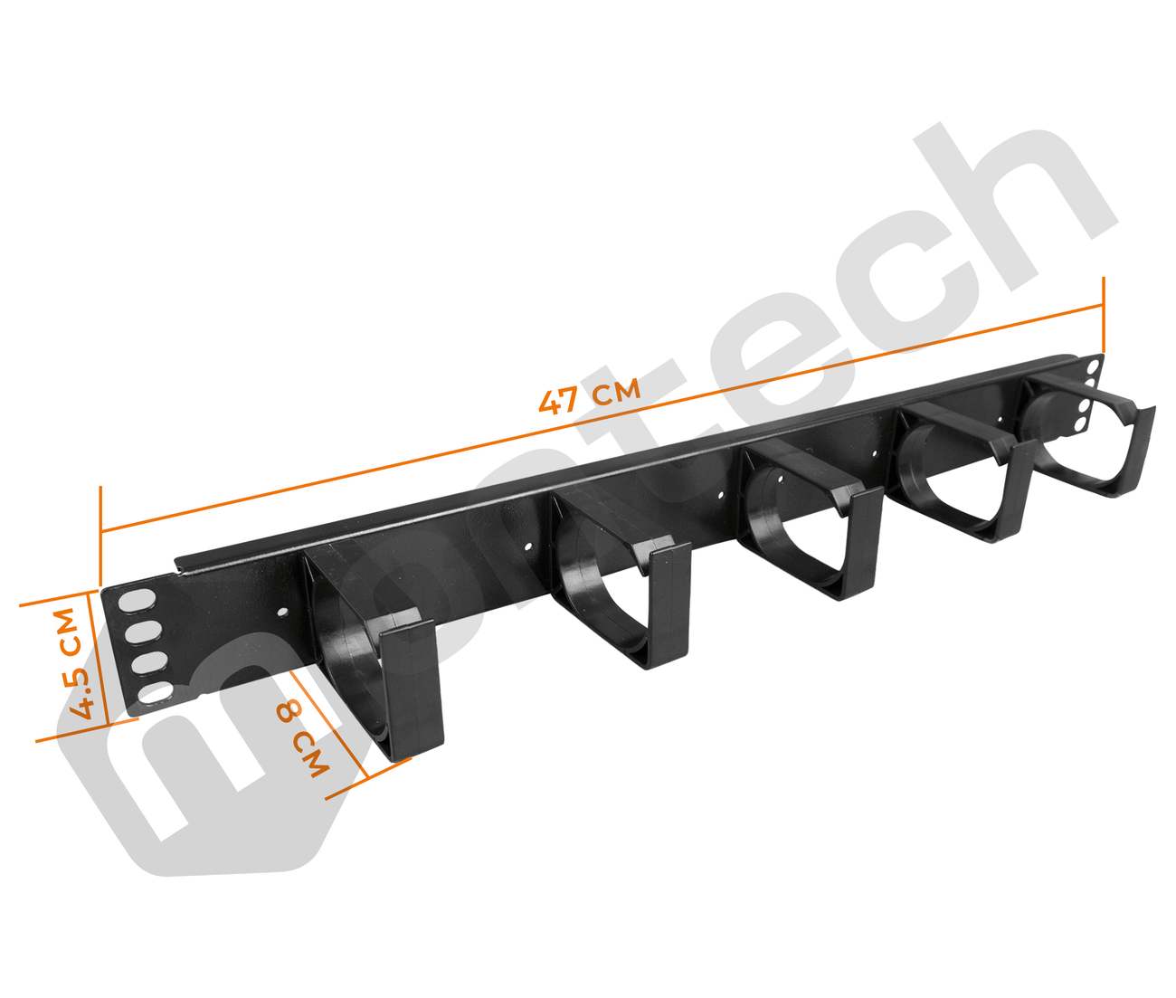 Organizador de cables de plástico / 1RU / 5 clips / 47 cm
