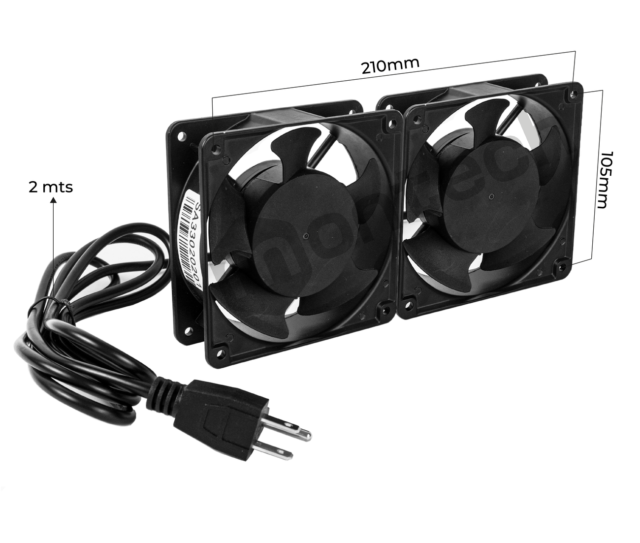 Kit de 2 Ventiladores para Gabinetes con Cable de Poder