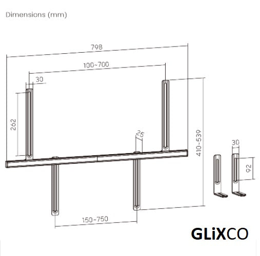 Soporte universal para barra de sonido para montaje en TV con VESA hasta 700 mm