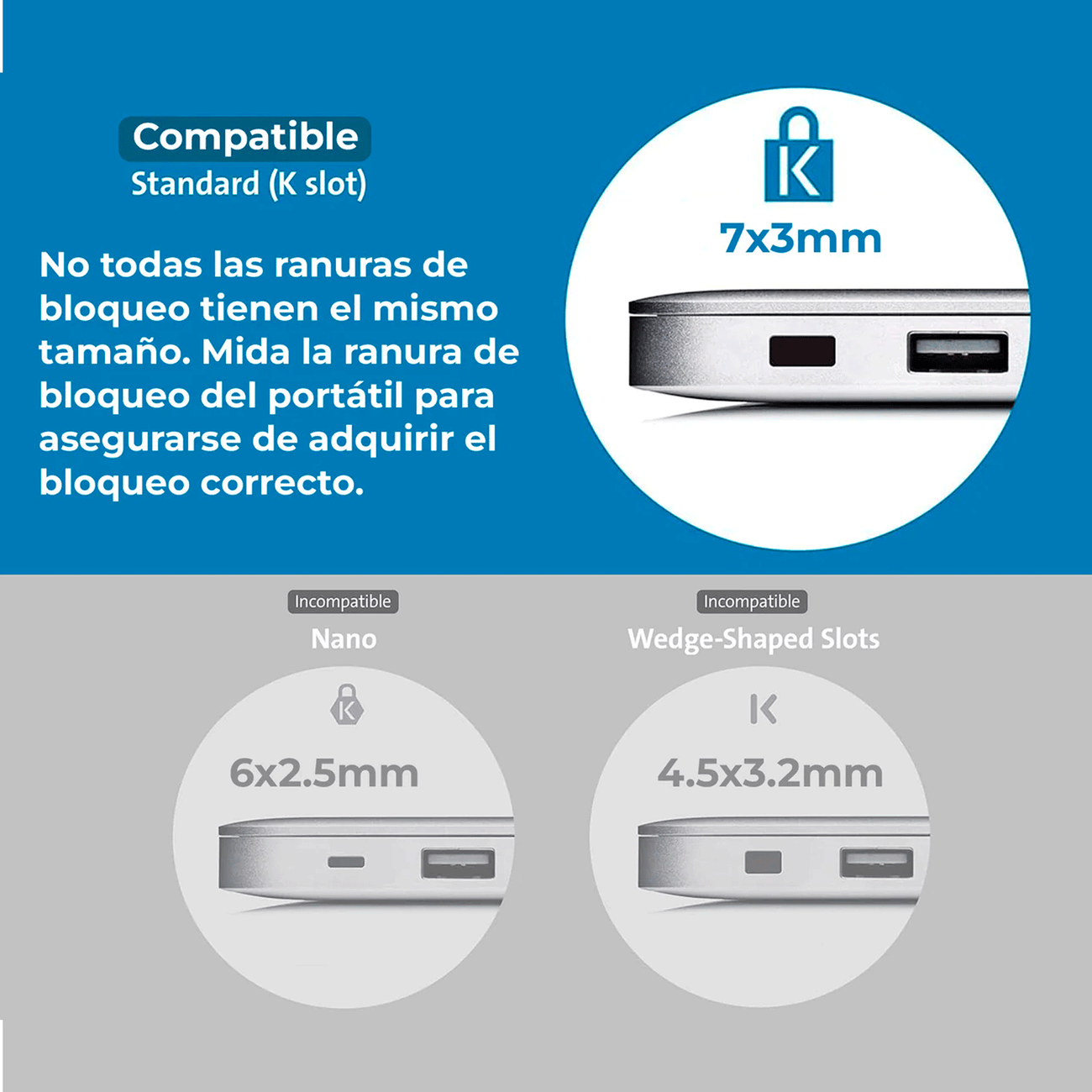 Cable de Seguridad para Laptop con LLave / 1.8 Mt / Ranura Standard Kensington