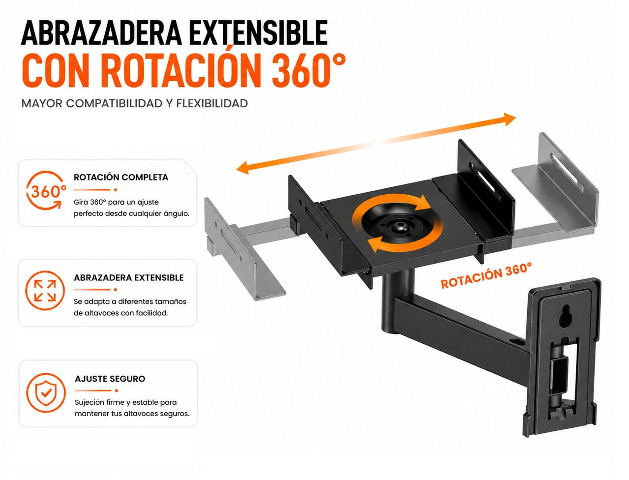 Rack Universal de Pared para Parlante / Ancho regulable 13~28.5 cm( PAR )