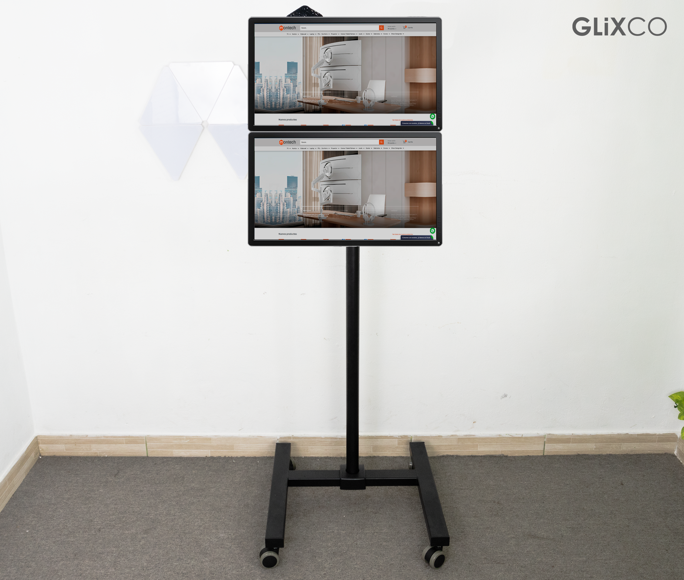Pedestal con Ruedas para 2 Monitores 17 a 32 pulg