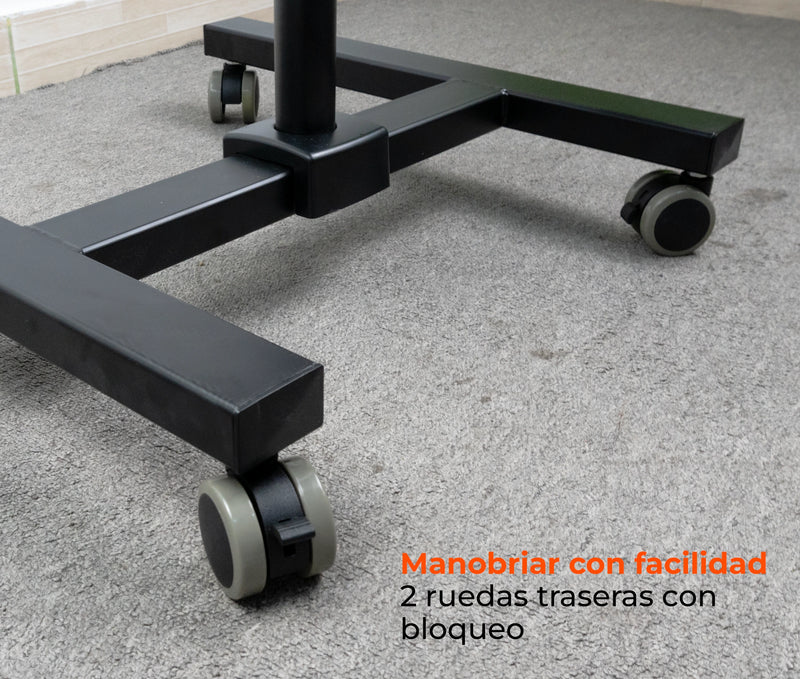 Pedestal con Ruedas para 2 Monitores 13 a 27 pulg con Soporte para CPU y Teclado