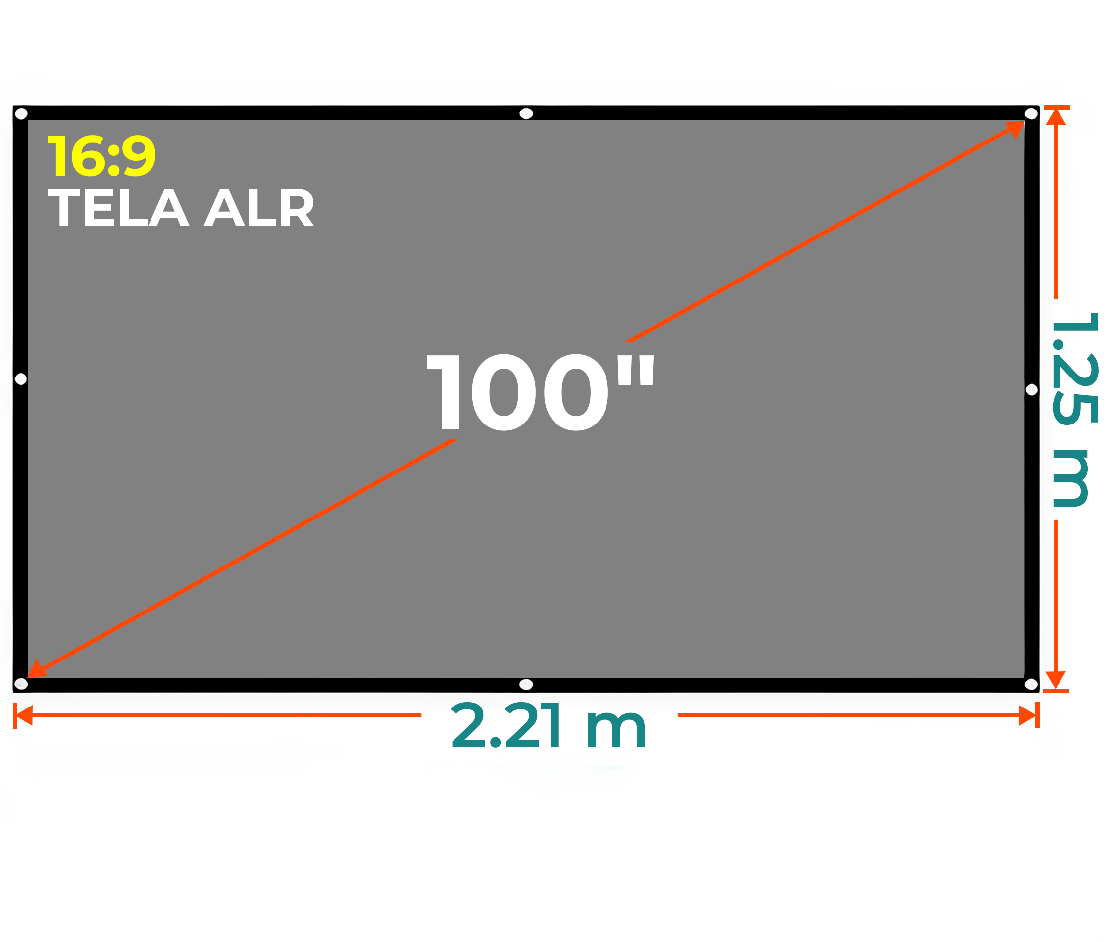 Ecran con Ojal 100 Pulg (16:9) 2.21x1.25 m / Tela ALR