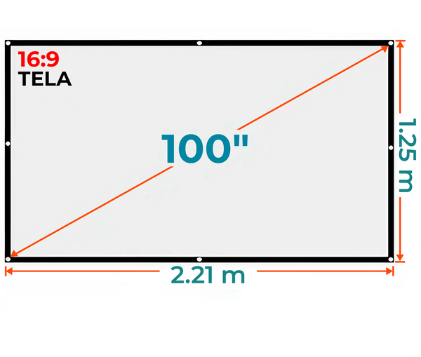 Ecran con Ojal 100 Pulg (16:9) 2.21x1.25 m / Tela Blanca
