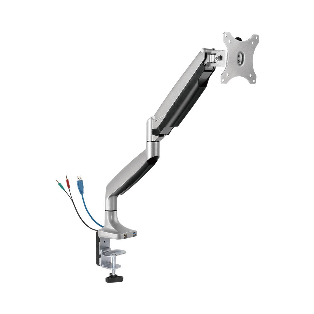 Rack Soporte con Gas Spring de Escritorio para Monitor 13 a 32 Pulg con Puerto USB