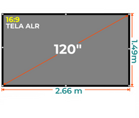 Ecran Tela Gris con Ojal 120 Pulg (16:9) 2.66x1.49 m / ALR