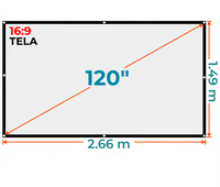 Ecran con Ojal 120 Pulg (16:9) 2.66x1.49m / Tela Blanca